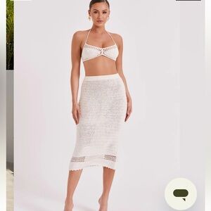 Meshki White Crochet Skirt